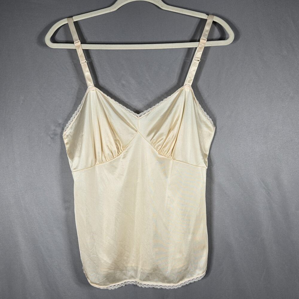 Vtg 70s Nancy King Nude Lace Camisole Tank Top Med 36 USA Champagne Coquette